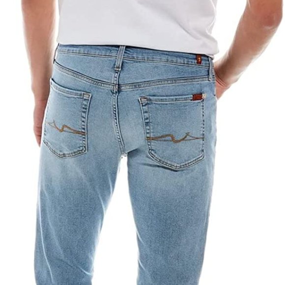 7 For All Mankind Men's Slimmy Slim Straight Jeans Size 32 x 33 NWT Laguna Wash